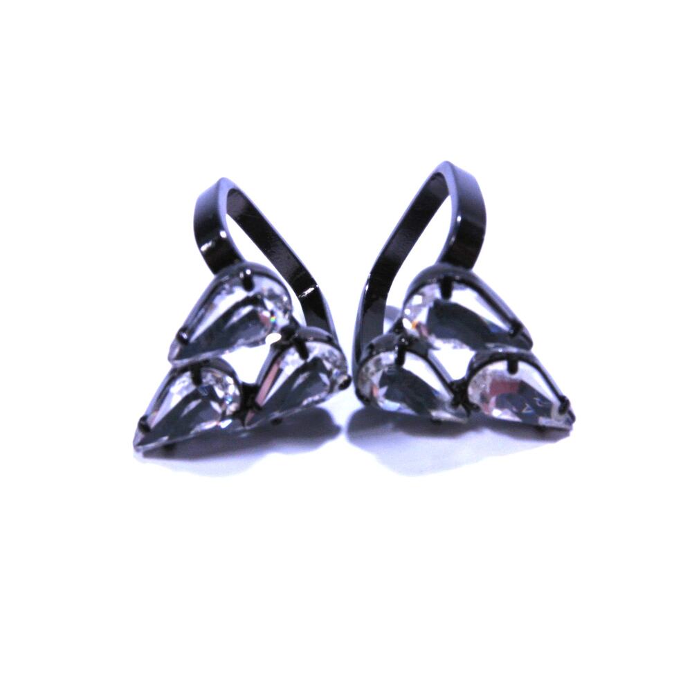 Joomi Lim Cascading Teardrop  Gunmetal Swarovski Crystal Ring Set NWOT 145
